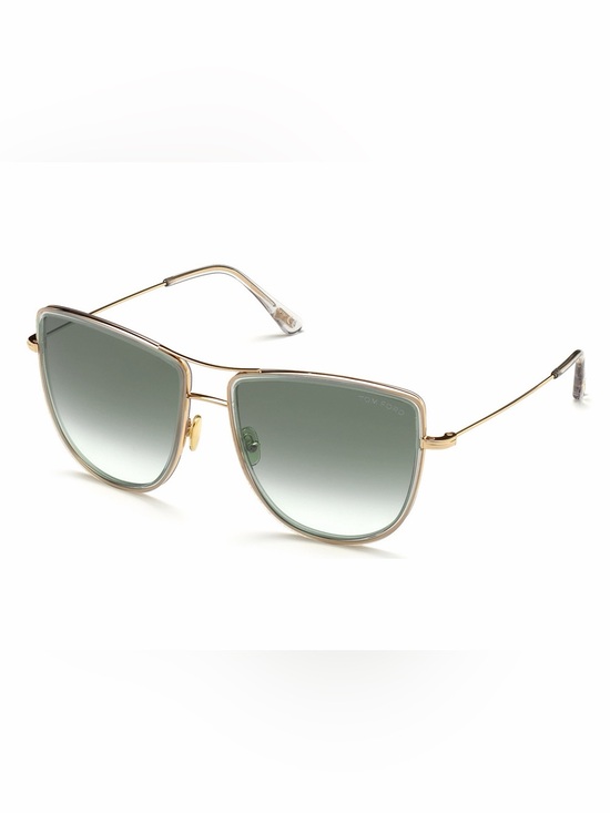 Tom Ford Accessories - Tom Ford Tina - Y2K Style Gold Metal Frame Sunglasses with Green Gradient Lenses